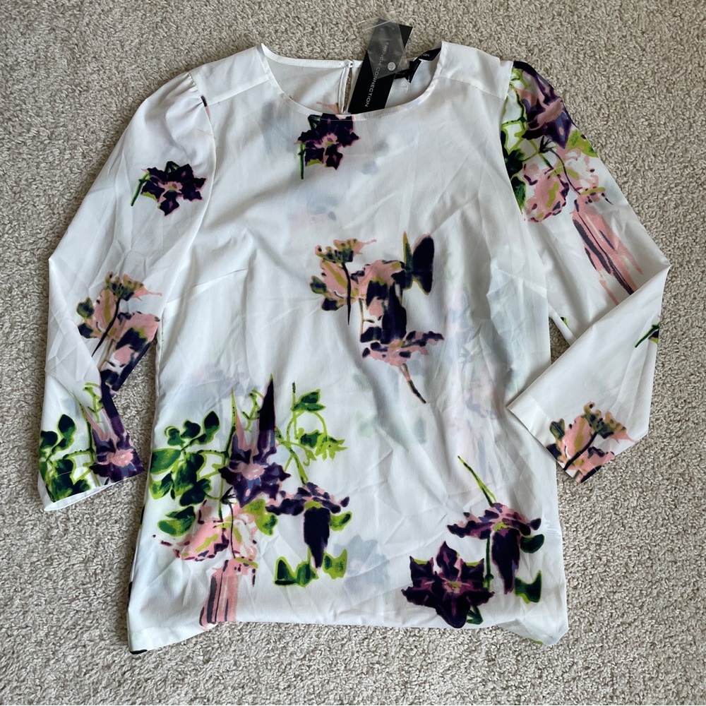 NWT French Connection White Floral Blouse